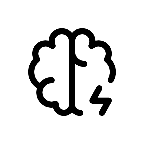 brain with electricity sign